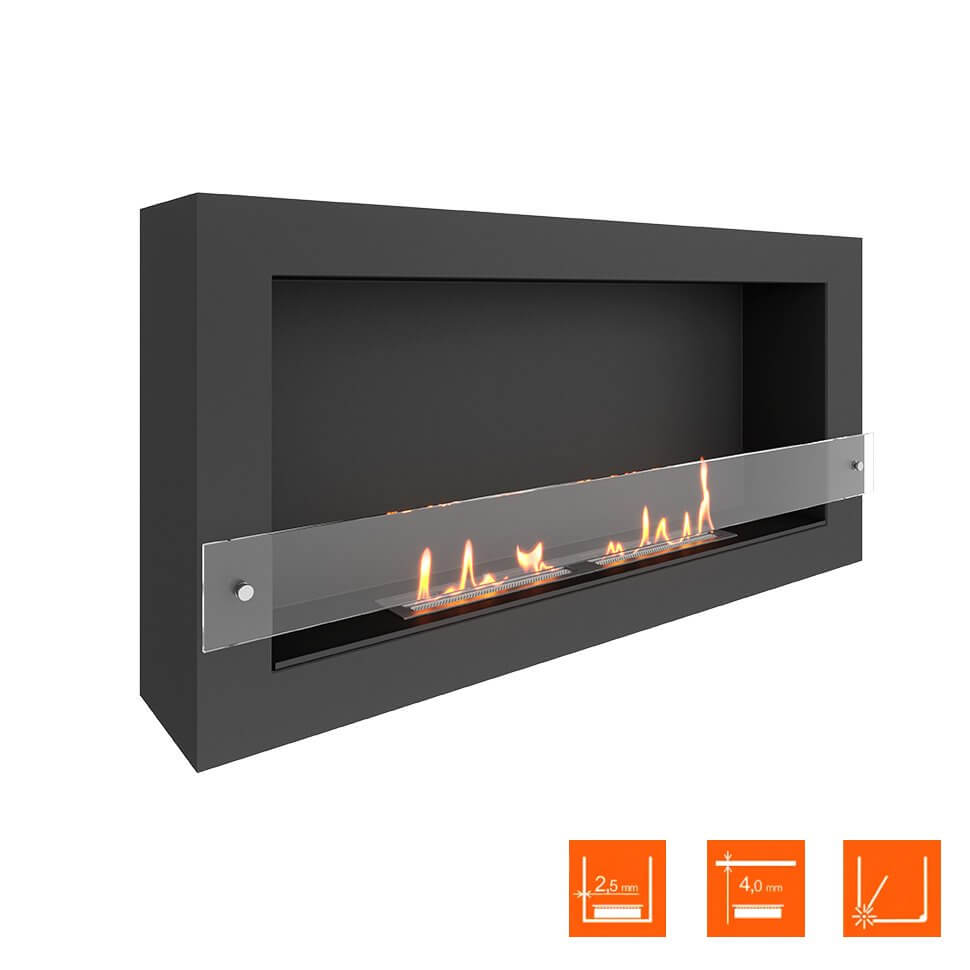 Биокамин SteelHeat WALL ONE 1100 LITE черный
