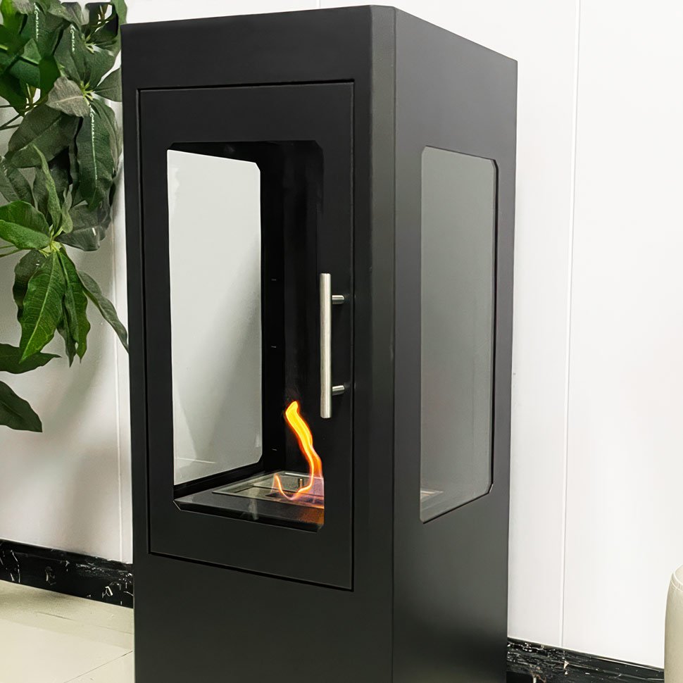 Напольный биокамин SafeFlame Biofire Glass Tower, черный